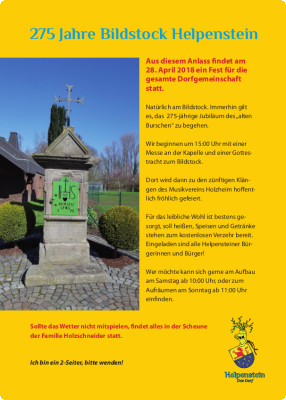 275 Jahre Bildstock Helpenstein